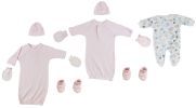 Preemie Girls Gowns, Sleep-n-Play, Caps, Mittens and Booties - 8 pc Set
