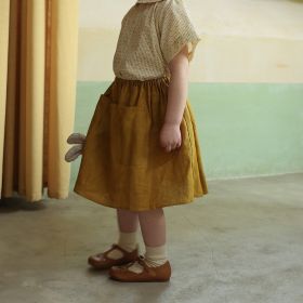 Girls' Summer Niche Fashion Skirt (Option: Turmeric-100cm)