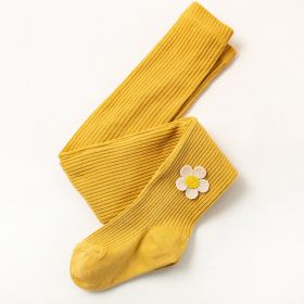 Girls' Leggings Spring New Flowers (Option: Yellow-XL)