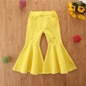 Girls' Stretch Jeans Horn Broken Holes Pants (Option: 15color-100cm)