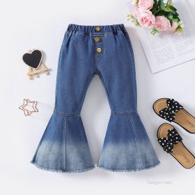 Girls' Stretch Jeans Horn Broken Holes Pants (Option: 9Color-90cm)