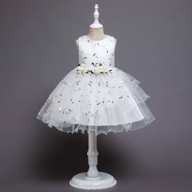 Girls' Wedding Dress Girls' Costumes (Option: White-110cm)