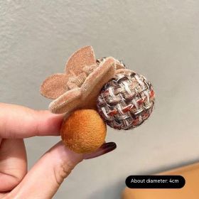 Fur Ball Flocking High Ponytail Cropped Hair Clip (Color: brown)