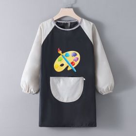 Baby Painting Overclothes Breathable Bib Apron (Option: A Black Gray Sleeve-L)