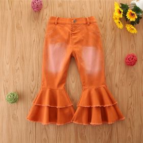 Girls' Stretch Jeans Horn Broken Holes Pants (Option: 18Color-100cm)