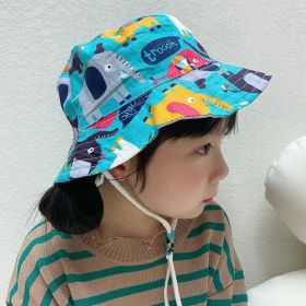 Children's Cotton Summer Sun Protection Hat (Option: Dark Blue Elephant-52 Head Circumference)
