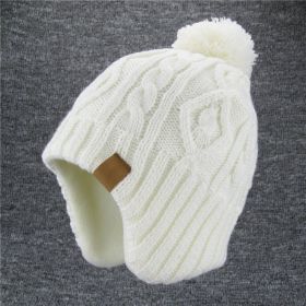 Hat For Boys And Girls Fashionable Knitted Ear Protection (Option: White-50to51cm)