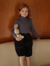 Girls' Half Turtleneck Bottoms Sweater (Option: Fog blue-80cm)