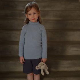 Girls' Half Turtleneck Base Long Sleeve T-shirt (Option: Fog blue-100cm)
