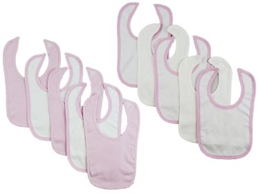 10 Baby Bibs (Color: White/Pink, size: One Size)