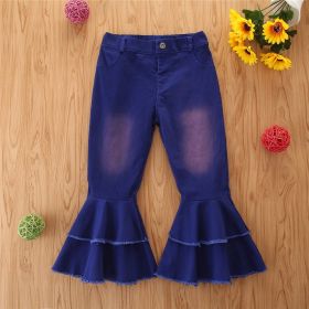 Girls' Stretch Jeans Horn Broken Holes Pants (Option: 19Color-110cm)