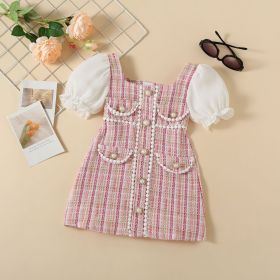 Pearl Button Summer Bubble Sleeves (Option: Pink-100cm)