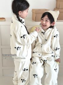 Boys And Girls Home Wear Pajamas Set (Option: Milk Panda-130cm)