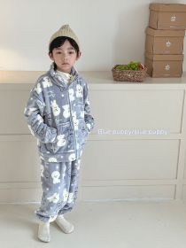 Boys And Girls Home Wear Pajamas Set (Option: Blue Puppy-130cm)