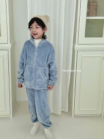 Boys And Girls Home Wear Pajamas Set (Option: Bubble Blue-130cm)