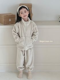 Boys And Girls Home Wear Pajamas Set (Option: Creamy Rice-120cm)