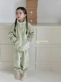 Boys And Girls Home Wear Pajamas Set (Option: Coconut Milk Green-130cm)