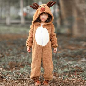 Children's Fashion Simple Animal Christmas Reindeer Elk Play Parent-child Outfit (Option: Khaki Deer-XS)