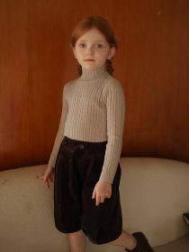 Girls' Half Turtleneck Bottoms Sweater (Option: Floral apricot-90cm)