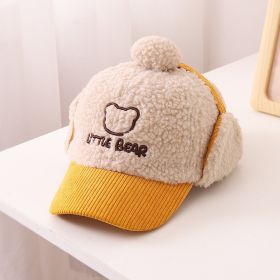 Warm Plush Girls' Stitching Peaked Cap (Option: Yellow-50to53cm)