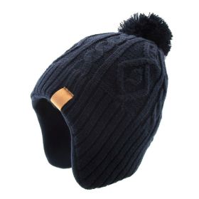 Hat For Boys And Girls Fashionable Knitted Ear Protection (Option: Navy Blue-50to51cm)