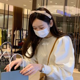 Bow Thin-edged Headband All-matching Girlish (Color: Beige)