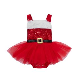 Girls' With Skirt Romper Culottes (Option: Red-80cm)