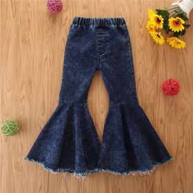 Girls' Stretch Jeans Horn Broken Holes Pants (Option: 17Color-120cm)