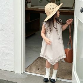 Girls' Korean Casual Fashion Retro Dress (Option: Grey-No.9)