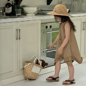 Girls' Korean Casual Fashion Retro Dress (Option: Khaki-No.9)