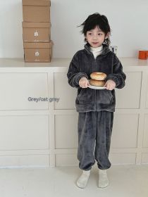 Boys And Girls Home Wear Pajamas Set (Option: Cat Gray-160cm)