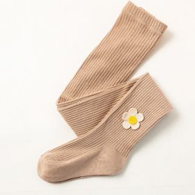 Girls' Leggings Spring New Flowers (Option: Khaki-M)