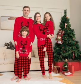 Christmas Family Matching Pajamas Set Christmas Holiday PJs Elk Top Pants Set Pajamas For Family Mom Dad Kids Baby (Option: Red-Dad S)