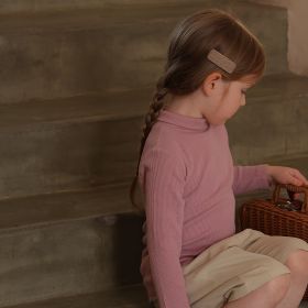 Girls' Half Turtleneck Base Long Sleeve T-shirt (Option: Pastel purple-100cm)