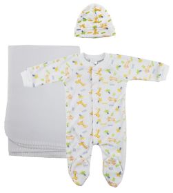 Unisex Newborn Baby 3 Pc Layette Sets (Color: White, size: small)