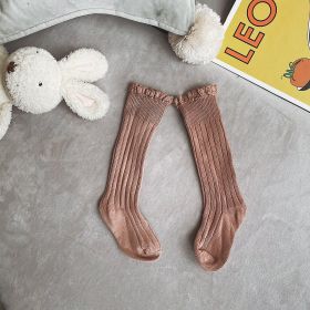 Children's Autumn New Lace Edge Mid Length Socks (Option: Skin Pink-S)