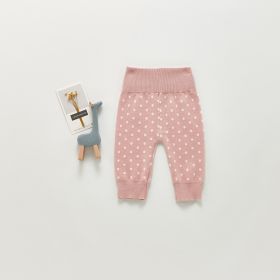 Children's Cotton Knitted Wool Polka Dot Pants (Option: Pink-100cm)