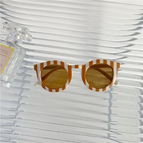 New Kids Lattice Classic Outdoor Sun Protection Sunglasses (Option: Brown white stripes)