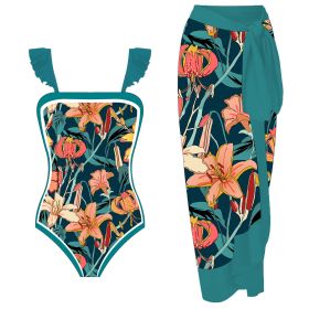 Women's One-piece Swimming Suit Two-piece Set (Option: Green Suit-S)