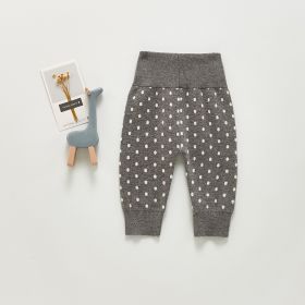 Children's Cotton Knitted Wool Polka Dot Pants (Option: Grey-80cm)