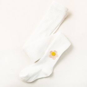 Girls' Leggings Spring New Flowers (Option: White-XL)