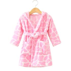 Clothing Children's Bathrobe Robe Thick Flannel (Option: Pink water waves-130)