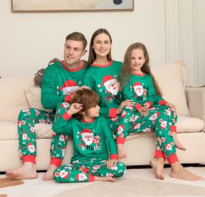 Christmas Pajamas For Family Matching Family Christmas PJs Sets Santa Claus Printed Top Sleepwear (Option: Green-Child 6T)