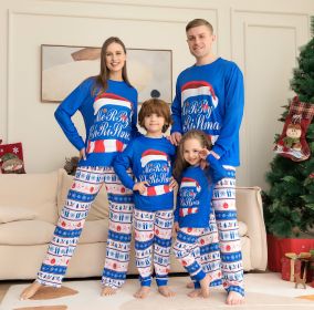 Matching Family Pajamas Sets Christmas PJ's Letter Print Top And Plaid Pants Jammies Sleepwear (Option: Picture color-Child 8T)