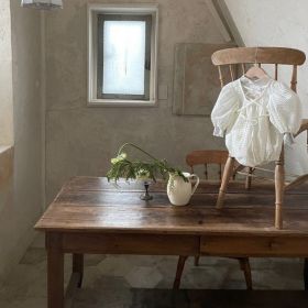 Early Autumn Girls' Romper Parent-child Dress (Option: Off white romper-90cm)