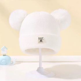 Baby Hat Autumn And Winter Woolen Cap (Option: White-Average Size)