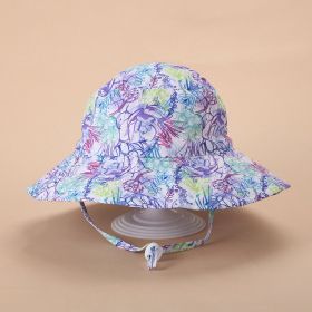 European And American Sun Protection Cute Beach Sun Hat (Option: Purple Pattern-Head Circumference 44or46cm)