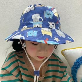 Children's Cotton Summer Sun Protection Hat (Option: Blue XINGX Bear-52 Head Circumference)