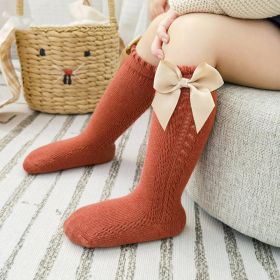 Anti-mosquito Socks Baby Summer Korean Style Princess Socks (Option: Red Coffee Color-S Code)