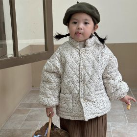 Girls Padded Cotton Clothes Fleece Thickened Floral Kids' Overcoat (Option: D83200 Floral-80cm)
